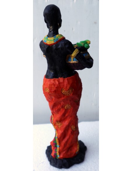 Statua decorativa in resina personaggio africano dipinta a mano cm 9x8x30h donna uomo Africa etnico arredo