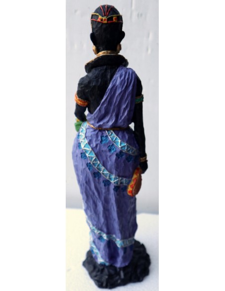 Statua decorativa in resina personaggio africano dipinta a mano cm10x11x40h donna uomo Africa etnico arredo