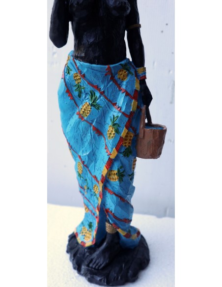 Statua decorativa in resina personaggio africano dipinta a mano cm 11x10x39h donna uomo Africa etnico arredo