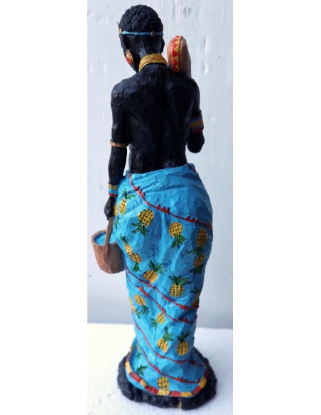 Statua decorativa in resina personaggio africano dipinta a mano cm 11x10x39h donna uomo Africa etnico arredo