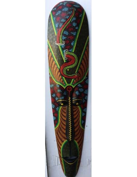 Maschera in legno aborigena dipinta a mano cm 100x25x6h Africa etnico arredo