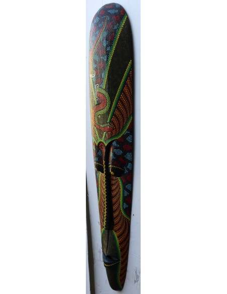 Maschera in legno aborigena dipinta a mano cm 100x25x6h Africa etnico arredo