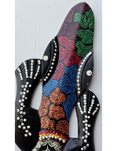 Jeko in legno aborigeno dipinto a mano cm 147x19x2h... 2