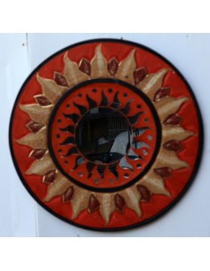 Specchio sole luna marrone antico diametro cm 40 con...