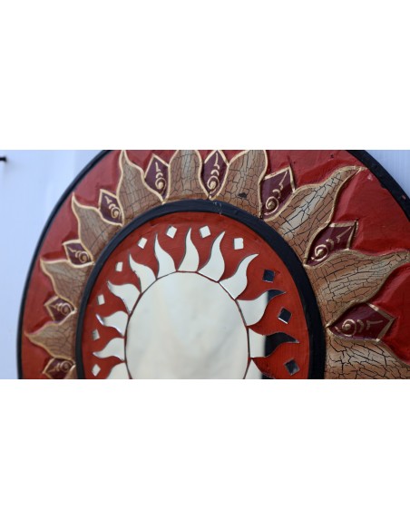 Specchio sole luna marrone antico diametro cm 40 con mosaico di vetro sole/luna