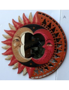 Specchio sole luna rosa beige antico diametro cm 40 con...