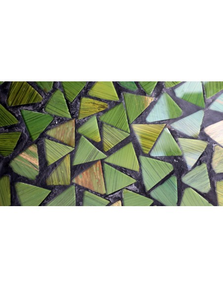 Centrotavola o svuotatasca artigianale in mosaico di vetro di color verde cm 30x10 idea regalo