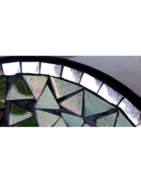 Centrotavola o svuotatasca artigianale in mosaico di vetro di color verde cm 30x10 idea regalo