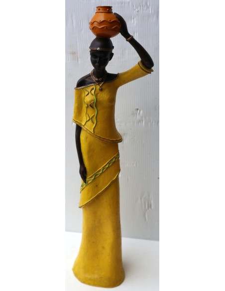 Statua decorativa in resina personaggio africano dipinta a mano cm 40x9x7 blu verde giallo arancio9h donna Africa etnico arredo