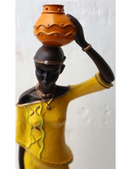 Statua decorativa in resina personaggio africano dipinta a mano cm 40x9x7 blu verde giallo arancio9h donna Africa etnico arredo