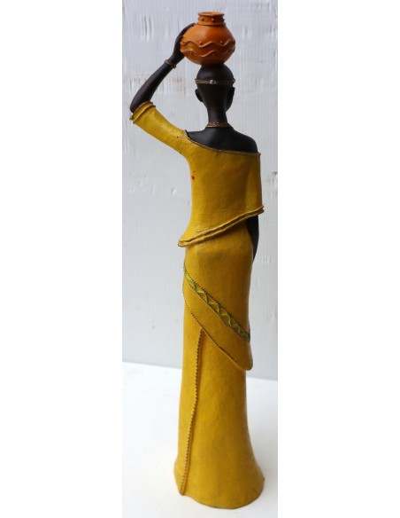 Statua decorativa in resina personaggio africano dipinta a mano cm 40x9x7 blu verde giallo arancio9h donna Africa etnico arredo