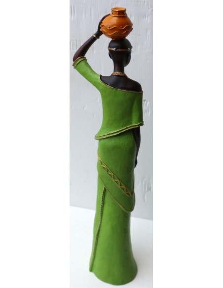 Statua decorativa in resina personaggio africano dipinta a mano cm 40x9x7 blu verde giallo arancio9h donna Africa etnico arredo