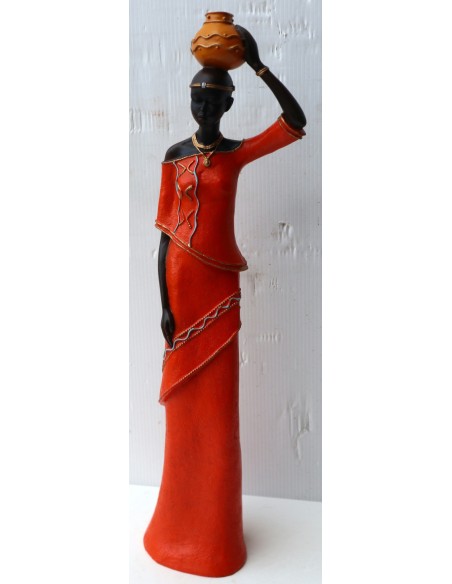 Statua decorativa in resina personaggio africano dipinta a mano cm 40x9x7 blu verde giallo arancio9h donna Africa etnico arredo
