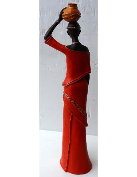 Statua decorativa in resina personaggio africano dipinta a mano cm 40x9x7 blu verde giallo arancio9h donna Africa etnico arredo