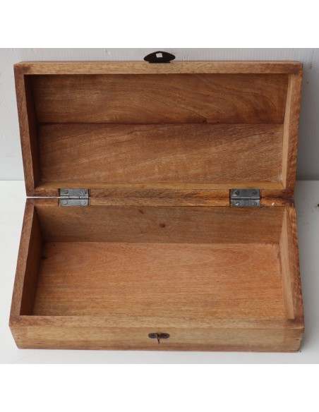 Scatola Portagioie o svuota tasche in legno massello con rifinitura in ceramica cm 30x15x11