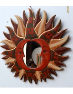 Specchio sole luna beige antico diametro cm 40 con batik...