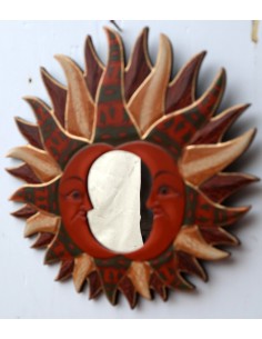 Specchio sole luna beige antico diametro cm 40 con batik... 2