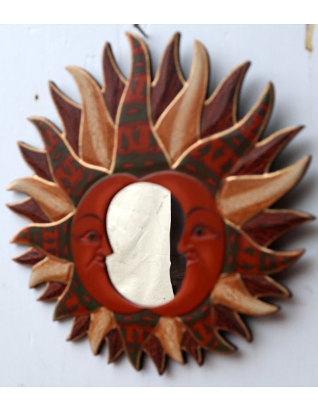 Specchio sole luna beige antico diametro cm 40 con batik sole/luna