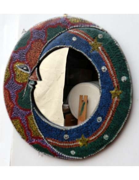 Specchio Luna diametro cm 38 aborigeno sole/luna sole in legno mdf