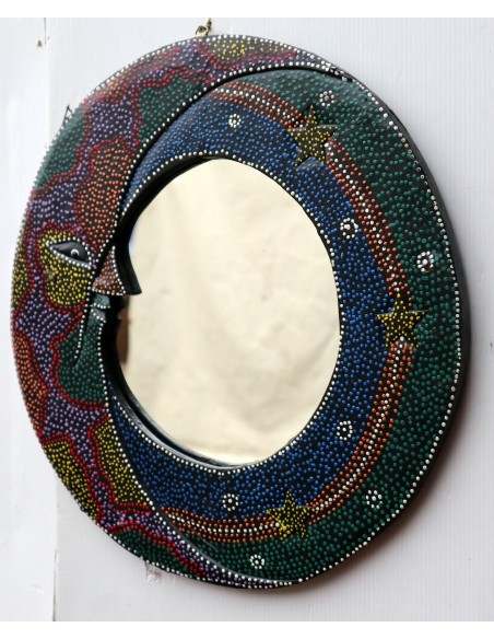 Specchio Luna diametro cm 38 aborigeno sole/luna sole in legno mdf