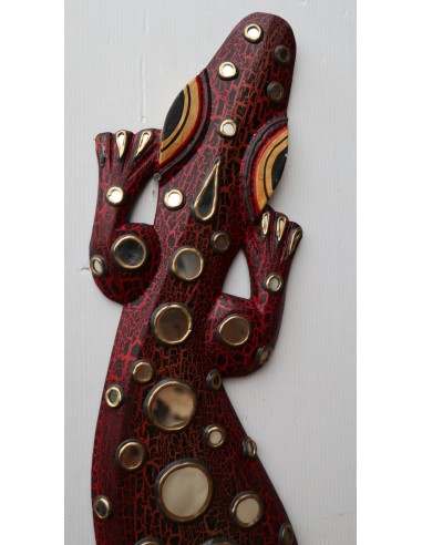 Jeko in legno aborigeno dipinto a mano rosso...