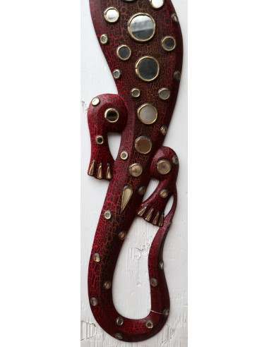 Jeko in legno aborigeno dipinto a mano rosso...