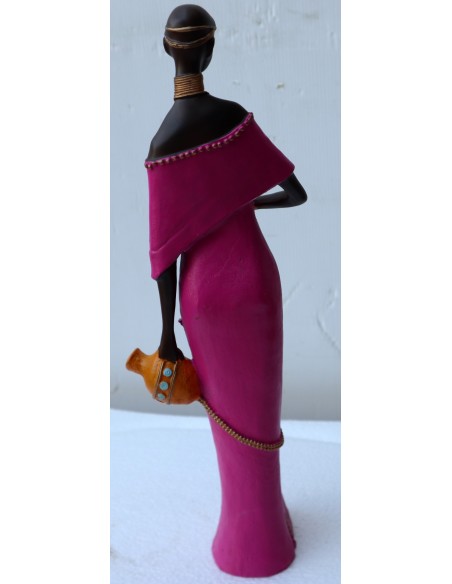 Statua decorativa in resina personaggio africano dipinta a mano cm 7x6x37h donna uomo Africa etnico arredo