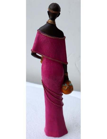 Statua decorativa in resina personaggio africano dipinta a mano cm 6x5x30h donna uomo Africa etnico arredo