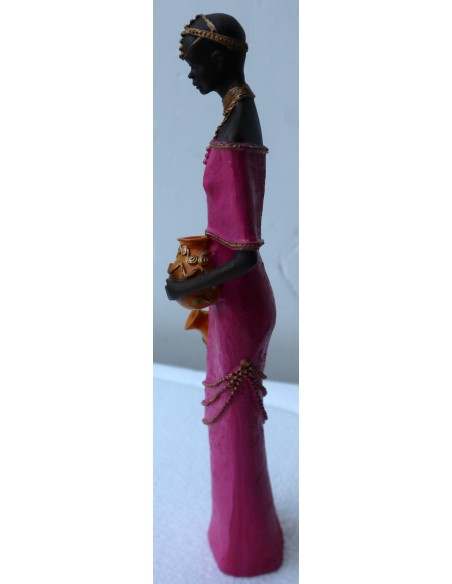 Statua decorativa in resina personaggio africano dipinta a mano cm 6x5x30h donna uomo Africa etnico arredo
