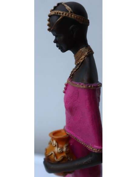Statua decorativa in resina personaggio africano dipinta a mano cm 6x5x30h donna uomo Africa etnico arredo