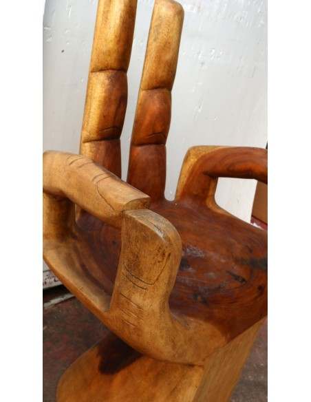 Sedia mano in legno massello denominato suar o noce indiano cm 52x37x87h dx