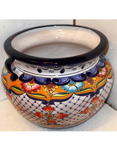 Vaso in ceramica Messicana realizzata e dipinto a mano cm 48x35 floreale  arancio Messico Mexico