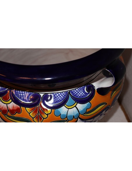 Vaso in ceramica Messicana realizzata e dipinto a mano cm 48x35 floreale arancio Messico Mexico