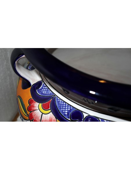 Vaso in ceramica Messicana realizzata e dipinto a mano cm 48x35 floreale arancio Messico Mexico