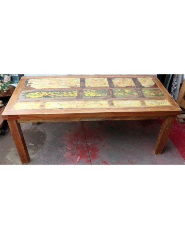 Tavolo da pranzo stile industrial in legno teak...