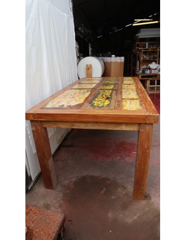 Tavolo da pranzo stile industrial in legno teak...