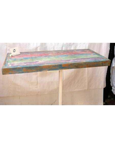 Mensola Piano top in legno di teak riciclato colorato cm 100x45x5