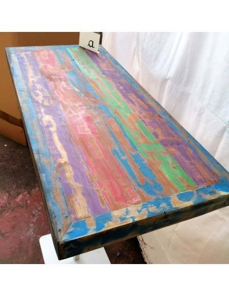 Mensola Piano top in legno di teak riciclato colorato cm 100x45x5