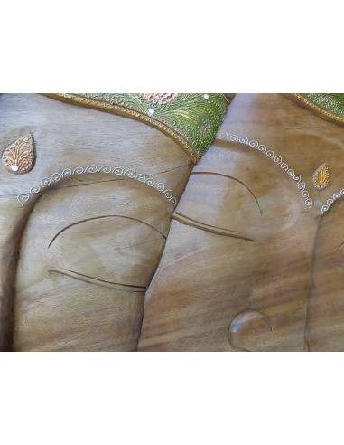 Pannello teste di Buddha in legno OFFERTA...