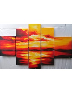 Quadro tramonto composto da 5 pannelli cm 177x110...