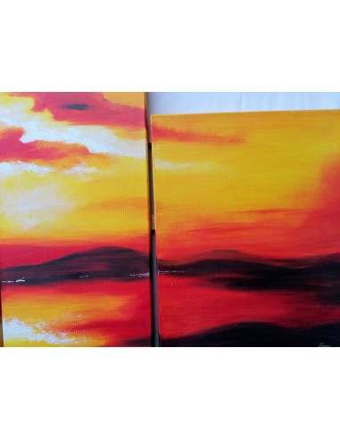 Quadro tramonto composto da 5 pannelli cm...