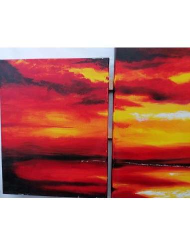 Quadro tramonto composto da 5 pannelli cm...