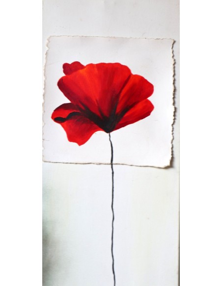 Quadro dipinto pop art papavero moderno industrial tela pannello fiori cm 90x30