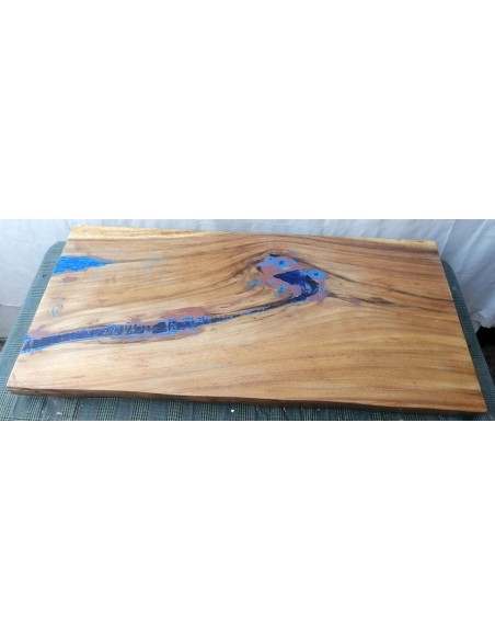 Piano in legno top massello suar o noce indiano e resina per bagno cm 100x50x6h tavola D1