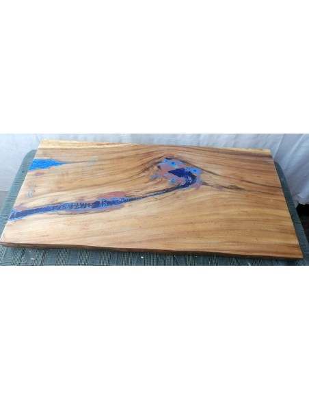 Piano in legno top massello suar o noce indiano e resina per bagno cm 100x50x6h tavola D1