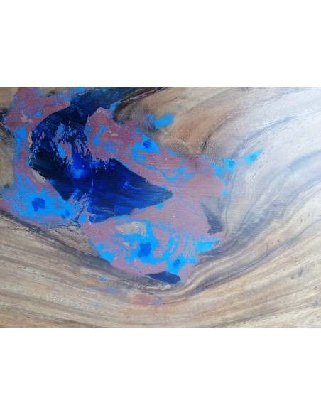 Piano in legno top massello suar o noce indiano e resina per bagno cm 100x50x6h tavola D1