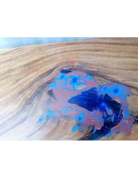 Piano in legno top massello suar o noce indiano e resina per bagno cm 100x50x6h tavola D1