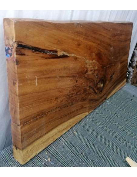 Piano in legno top massello suar o noce indiano e resina per bagno cm 100x50x6h tavola D1