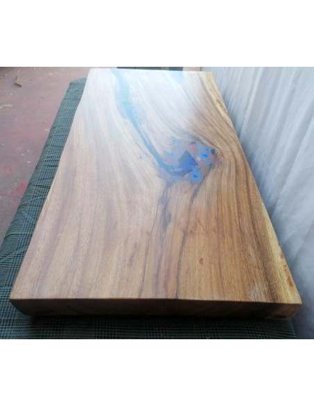 Piano in legno top massello suar o noce indiano e resina per bagno cm 100x50x6h tavola D1