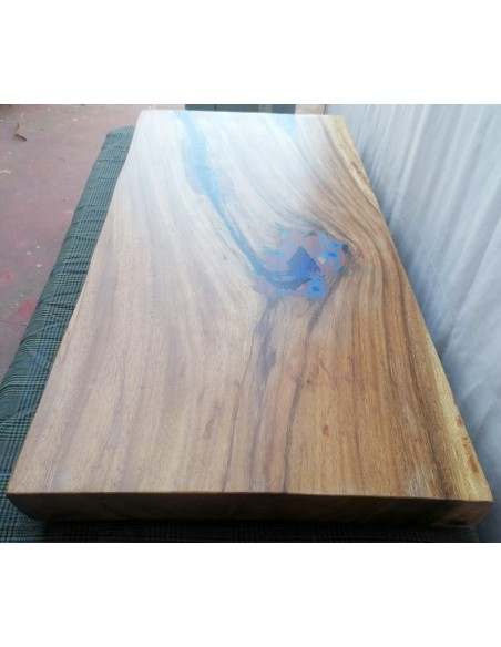 Piano in legno top massello suar o noce indiano e resina per bagno cm 100x50x6h tavola D1